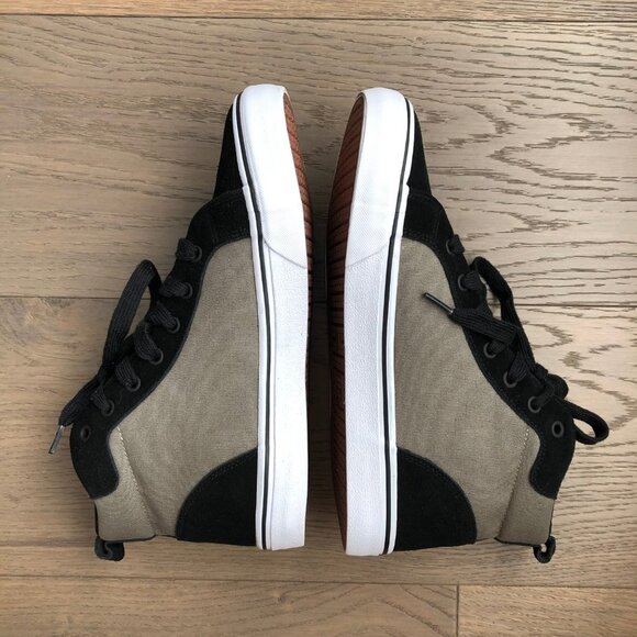 Athletic Works Logan Hi Top Lace Up Skater Sneakers Blk Olive Grn Sz 7 NWOT - Picture 4 of 12